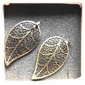 One of a kind bronze colored leaf earrings